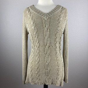 BCBG Max Azria Twist Long Beige Sweater - L